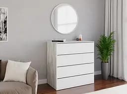Комод Flamecame на 4 ящика с ручками на всю длинну из ДСП II FTX-4 Бетон/Белый