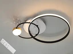 Потолочная светодиодная люстра кольца с пультом, 35Вт, белый+черный