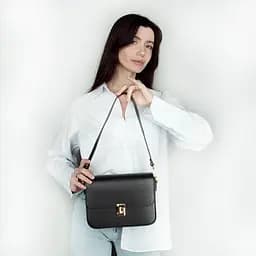Сумка шкіряна жіноча Virginia Conti 03891 чорна на застібці - мініатюра 2
