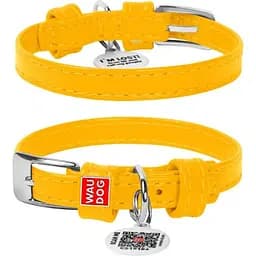 Ошейник для собак Waudog Glamour кожаный с QR паспортом, без украшений, XS, Ш 9 мм, Дл 18-21 см (2032008000001)