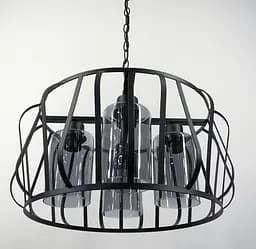 Сучасний світильник в корпусі чорного кольору на 4 плафони Line.F Колір плафона Янтарний