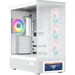 Корпус ModeCom VOLCANO AQ500 ARGB MIDI FRONT LCD 6,2” 4x120mm fans WHITE без БЖ ATX
