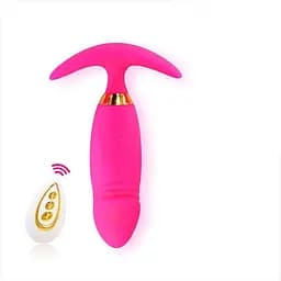 Анальна пробка 10 режимів вібрації силікон унісекс дистанційне керування USB зарядка рожевий