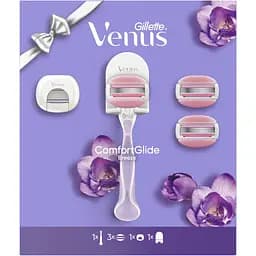 Подарунковий набір Gillette: станок для гоління жіночий Venus ComfortGlide Breeze з 3 змінними картриджами + дорожній футляр + кріплення - мініатюра 2