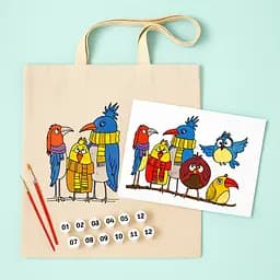 Набір екосумка-розмальовка „Funny Birds“ бавовна 220 г/м2 38х42см ROSA Talent [CD] - мініатюра 2