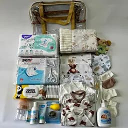Набір для пологового будинку для новонародженого 33 предмети + прозора сумка в подарунок від ЕкоМама нейтральні кольори - мініатюра 11