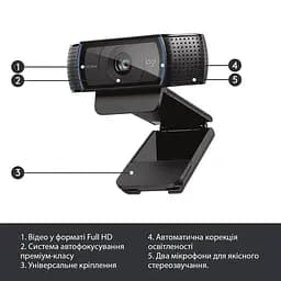 Веб-камера Logitech C920 HD Pro (960-001055) з мікрофоном - мініатюра 2