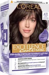 Стійка крем-фарба для волосся L'Oreal Paris Excellence Cool Creme відтінок 4.11 ультрапопелястий каштановий 192 мл (A169400)