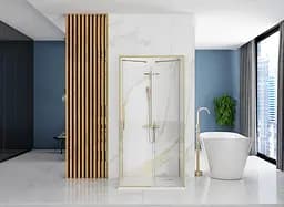 Душова кабіна Rea Rapid Slide 100x90 brushed gold пристінна REA-KPL-04708, Золотий, Універсальна, прозорий, золотий - мініатюра 4