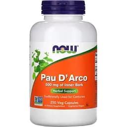 Натуральна добавка NOW Pau D'Arco 500 mg, 250 капсул
