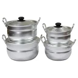 Набір сферичних матових алюмінієвих каструль із кришкою 1.6-2.4-3.4-4.5 л (4шт.), Interos Сірий 86441