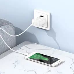 Мережевий зарядний пристрій Borofone BA72A Spring 18W/QC3.0/1USB + Cable Micro білий - мініатюра 2