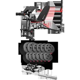 Набор Hop-Sport Premium 38кг со скамьей HS-1095, штангой и гантелями