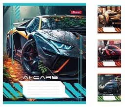 Зошити учнівські 48 аркушів лінія 1В AI cars, 10 шт. в упаковці