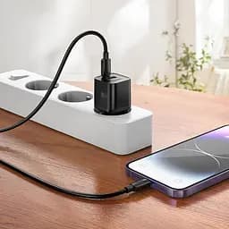 Зарядний пристрій Hoco N65 USB/ Type-C PD QC чорний + кабель Type-C to Lightning - мініатюра 2