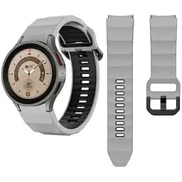 Ремешок для Samsung Galaxy Watch 5 44mm - серо-черный ширина крепления 20мм силикон размер L Watchbands Ribbed (W11-1WB12244133)