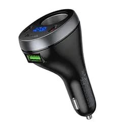 Автомобильное зарядное устройство Hoco Z61А USB/2 Type-C PD 60W с разъемом прикуривателя и черным дисплеем