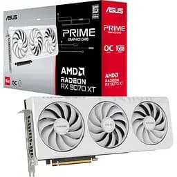 Відеокарта Radeon RX 9070 XT Asus PRIME OC (White Edition) 16Gb GDDR6 256-bit HDMI/3xDP 3030/20000 MHz 3x8-pin (PRIME-RX9070XT-O16G-WHITE)