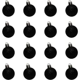 Набір ялинкових куль Linhai 16 шт D4 см чорний гліттер пластик (892012)
