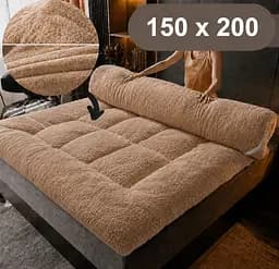 Матрац-топер-ковдра-наматрацник 3 в 1 150×200 см 10 см з пуховим волоконним наповнювачем м'який двосторонній KT7005724 - мініатюра 2
