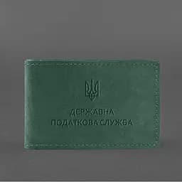 Шкіряна обкладинка на посвідчення Державної податкової служби зелена Crazy Horse - мініатюра 5
