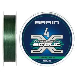Шнур Brain Scout 4X 150 м (deep green) 0.205 мм 14.6 кг