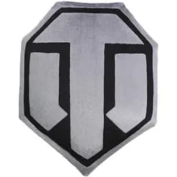 Подушка декоративна лого гри "World of Tanks" WG043334 семикутна, сіро-чорна