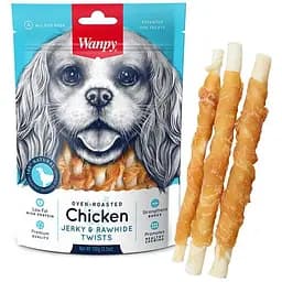 Wanpy Chicken Jerky & Rawhide Twists ванпи палочка с вяленой курицей лакомство для собак 0.1кг