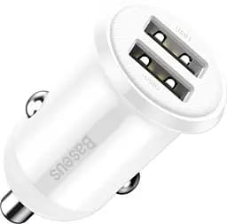 Автомобильное зарядное устройство Baseus Grain Pro 4.8A 2USB, белый (CCALLP-02)