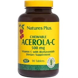 Ацерола-C, Вітамін C з біофлавоноїдами NaturesPlus 500 мг 90 жувальних таблеток