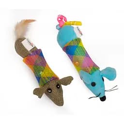 Іграшка для котів Camon мишка пружинна з поліестеру та пластика з дзвіночком 16 см в асортименті (AG0368)