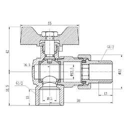Кран кульовий SD Forte "Американка" 1/2" кутовий SF221W15 - мініатюра 2