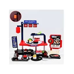 Набор "Суши-бар" 66 элементов, подсветка фонаря, звуковые эффекты кассы, суши, монеты, купюры, тарелки, палочки, соус в коробке