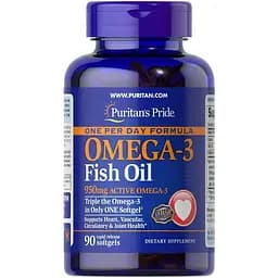 Омега-3 риб'ячий жир Puritan's Pride Omega-3 Fish Oil 950 мг активного Омега-3, 90 капсул (PTP-32948)