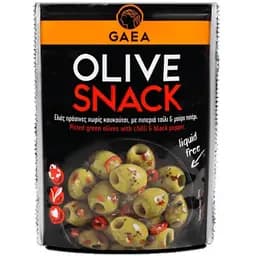 Оливки Gaea зеленые с чили и черным перцем 65 г