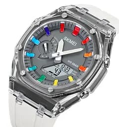 Наручний годинник чоловічий Skmei 2100 White Grey, 2100WTGY (18434) - мініатюра 2
