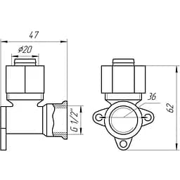 Кутник з вушками APE 754 L 1/2″x20 000000872 - мініатюра 3