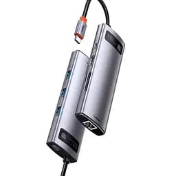 Хаб Baseus Metal GleamSeries8-in-1Type-CHUB Type-C to HDXiaomi* 1+USB3.0*3+PD*1+SD/TF* 1+VGA* 1 WKWG050013 Grey - мініатюра 4