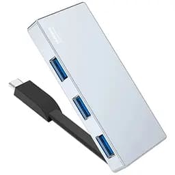 USB-адаптер Vokamo HT3, 4 в 1 HUB со встроенным шнуром Type-C