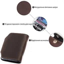 Візитниця вертикальна Shvigel 13908 шкіряна коричнева - мініатюра 9