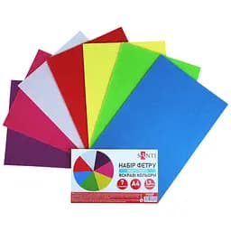Набір фетру Santi жорсткого яскраві кольори 21х30 см 7 аркушів  (743257)