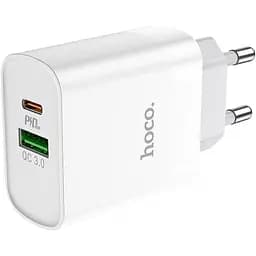 Сетевое зарядное устройство Hoco C80A USB-A/USB-C 18W White [124885]