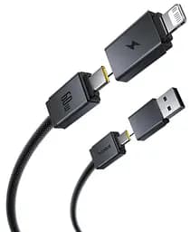 Кабель Baseus Versatile Two-for-Two Fast Charging Cable U+C to C+L 60W 1 м Cosmic Чорний - мініатюра 3