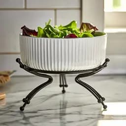 Салатник фарфоровый на металлической подставке Ø16 (см) тарелка для салата салатница Черный Yiwu LB-1568B