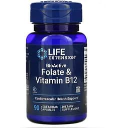 Вітаміни та мінерали Life Extension BioActive Folate & Vitamin B12, 90 вегакапсул