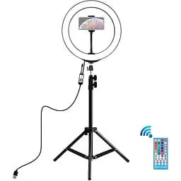 Кільцева USB RGBW LED лампа Puluz PKT3043 10"+ штатив 1.1 м