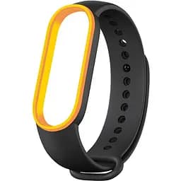 Ремінець Uwatch Double Color Replacement Silicone Band For Xiaomi Mi Band 5/6/7 Black/Yellow Line