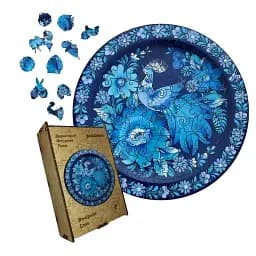 Дерев'яний фігурний пазл Петриківський Вечірній Спів Ганни Олійник, А1, Дерев'яна коробка 500+ елементів