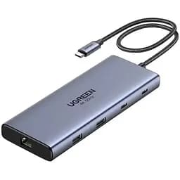 Док-станція USB3.2 Type-C - - HDMIx2,4K60Hz/2xUSB-A/2xUSB-C 3.2/ RJ45/SD/TF/PD 100W CM639 Ugreen (45380)