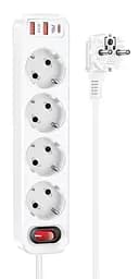 Мережевий фільтр Hoco NS1 Aura 4-bit PD 20W 2xUSB+Type-C (White) [69974] - мініатюра 4
